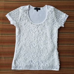 Karen Kane Off White Short Sleeve Top Size M  With Cami Front Lining